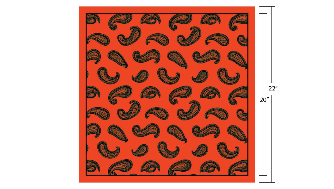 bandana dimensions and print area